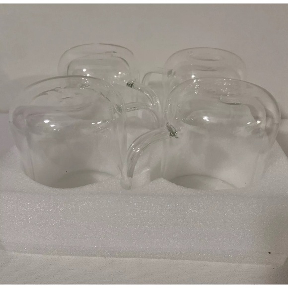 ComSaf Double Walled Heat Resistant Glass Air Cup/Mug by iwaki Japan Set Of 4 - Picture 2 of 8